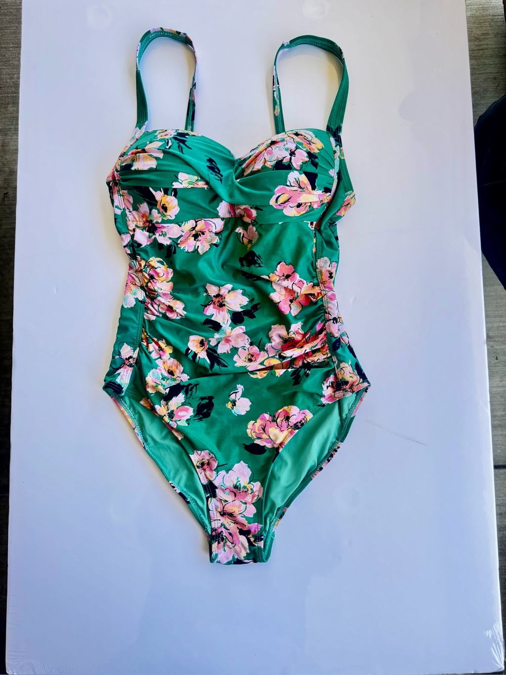 Floral Green One-Piece Swimsuit with Supportive Cups